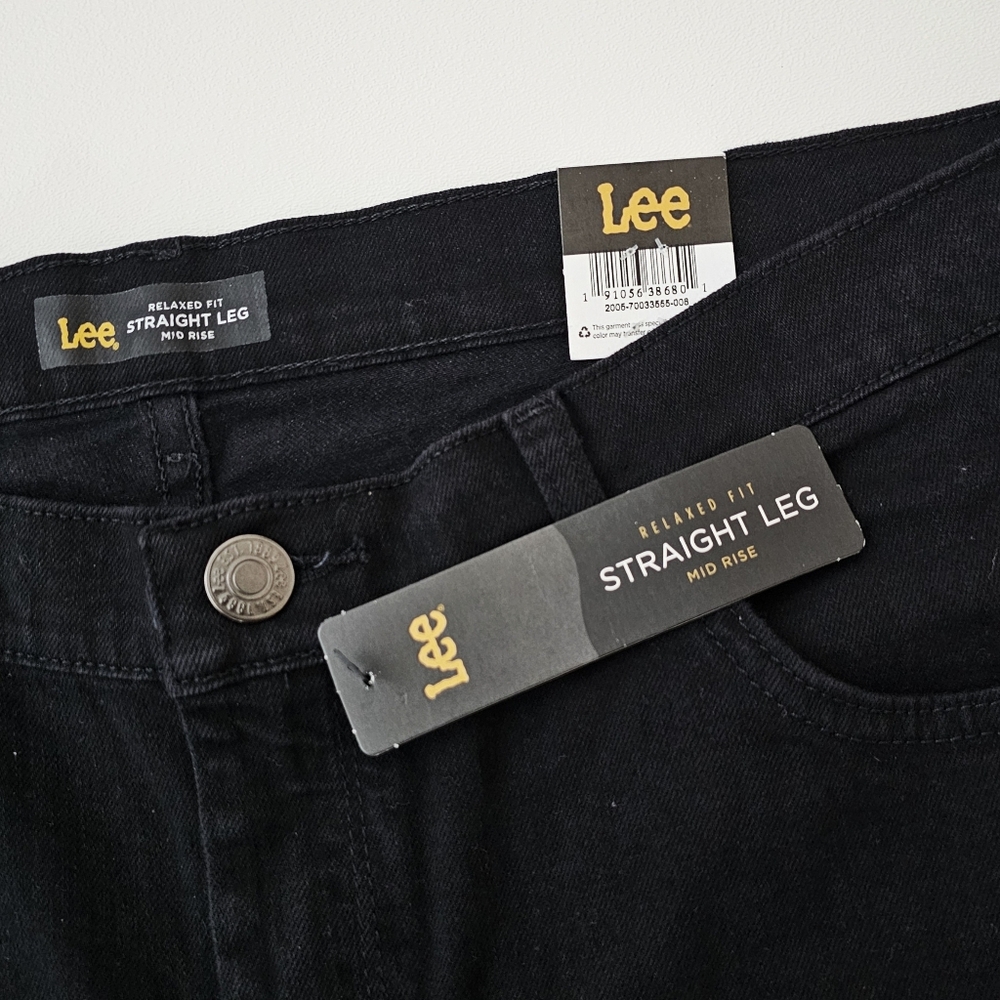 Lee Women’s Relaxed Fit Straight Leg Jeans Black Onyx Size 16 Long Mid Rise NWT - Picture 6 of 14